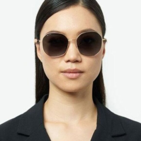 Jimmy Choo ASTRA/F/SK 0000 HA Sunglasses Gold Geometric Frame, Brown Lenses main image 5